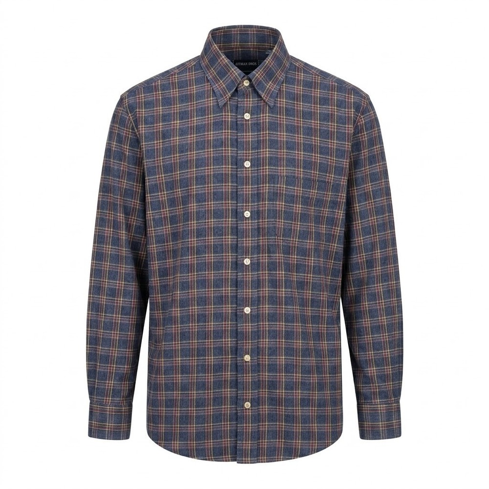 Gitman Bros Mens MEDIUM Blue Plaid Cotton Button Down Long Sleeve Shirt USA - CJ